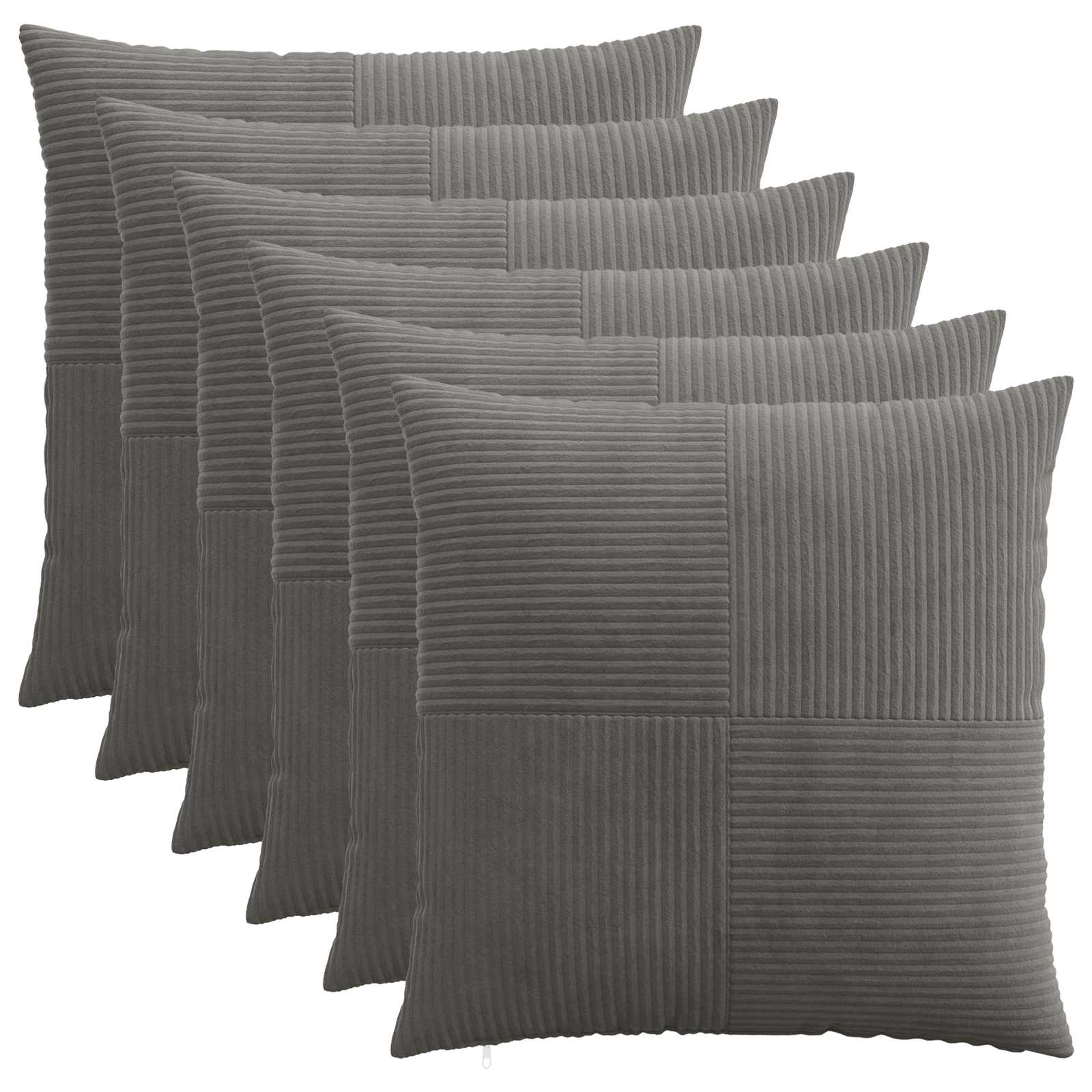 vidaXL Cushion Cover 6 pcs ALMELO Dark Grey 70 x 70 cm Corduroy 1