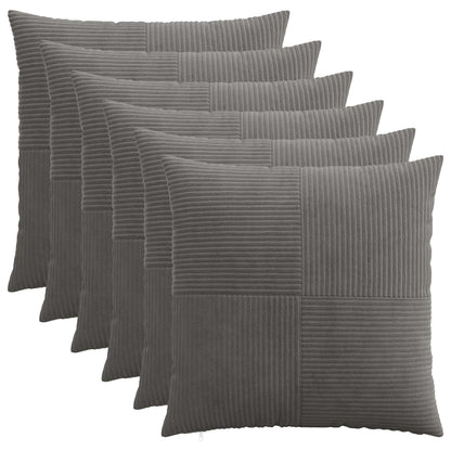 vidaXL Cushion Cover 6 pcs ALMELO Dark Grey 70 x 70 cm Corduroy 1
