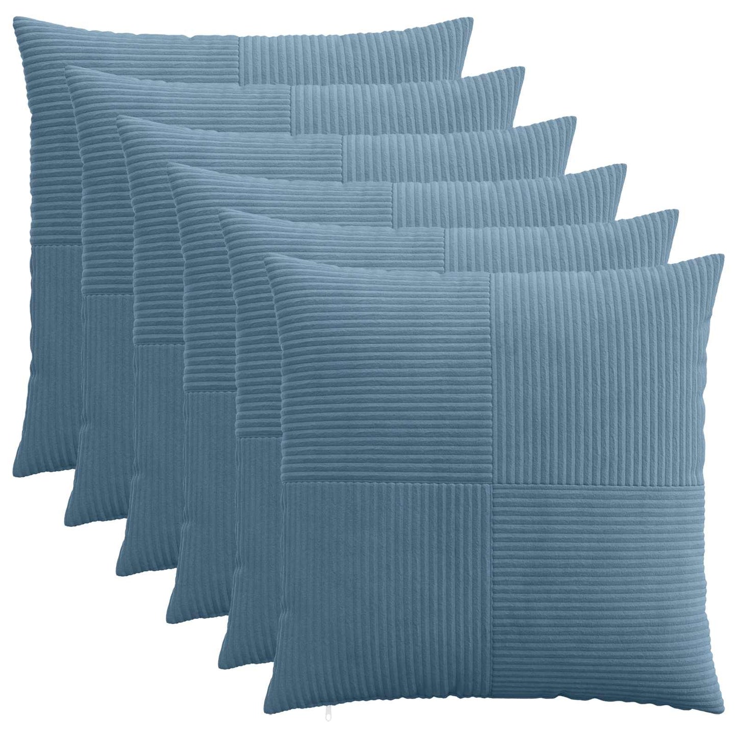 vidaXL Cushion Cover 6 pcs ALMELO Blue 70 x 70 cm Corduroy 1