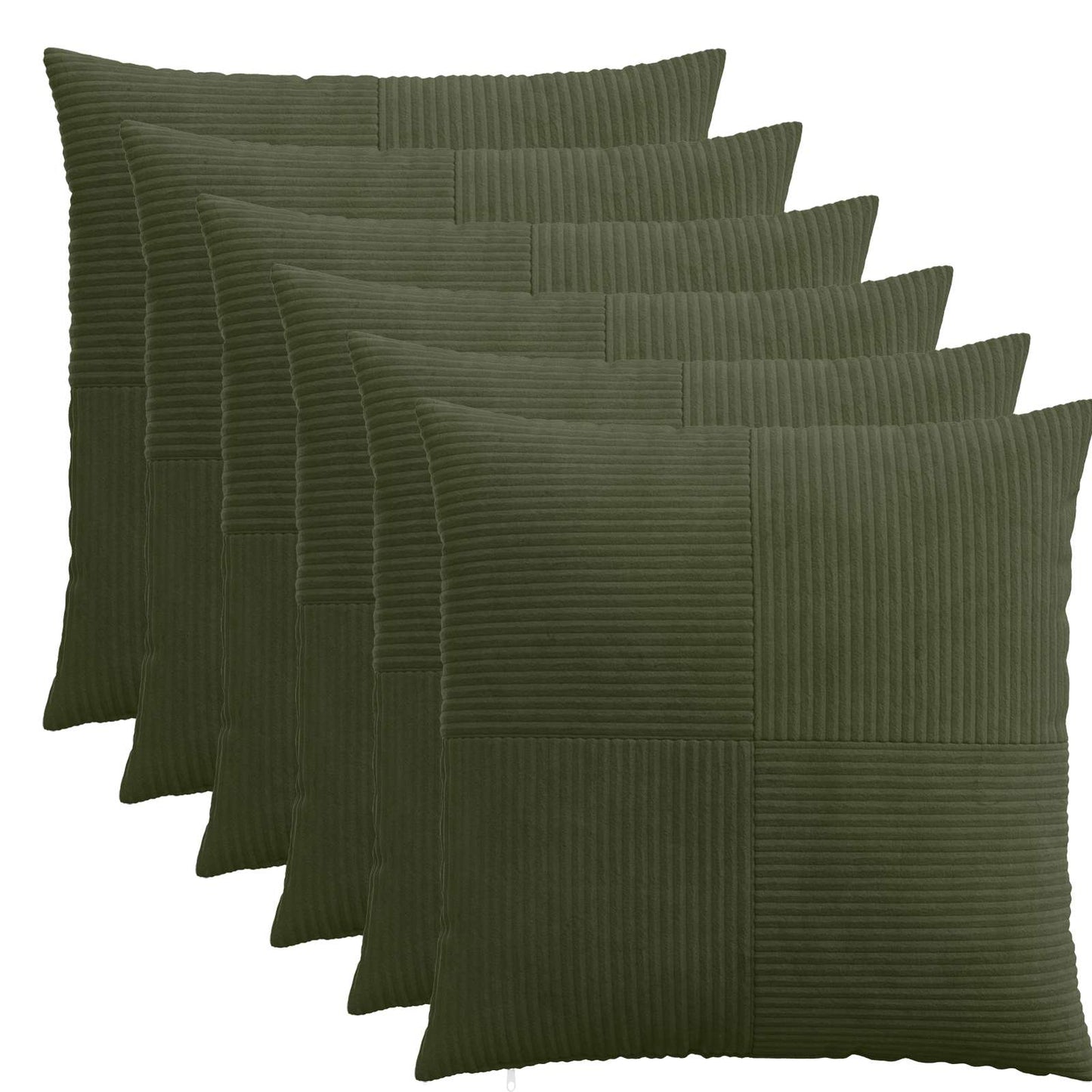 vidaXL Cushion Cover 6 pcs ALMELO Green 70 x 70 cm Corduroy 1