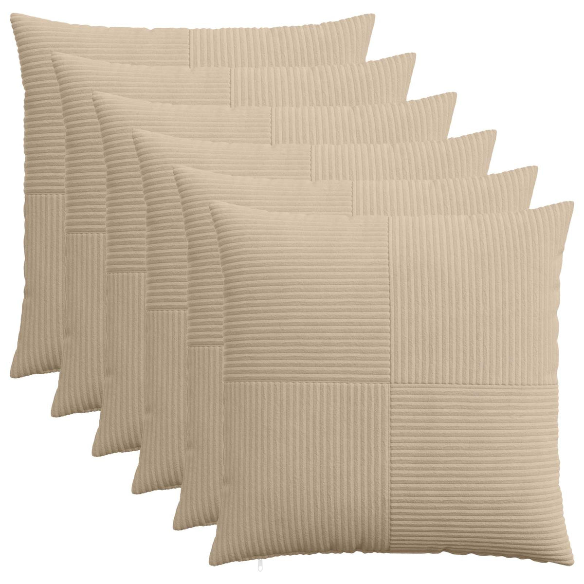 vidaXL Cushion Cover 6 pcs ALMELO Taupe 80 x 80 cm Corduroy 2