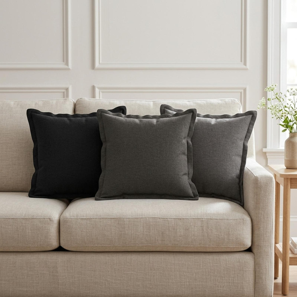 vidaXL Throw Pillow 12 pcs HOUTEN Dark Grey 40 x 40 cm Faux Linen 1