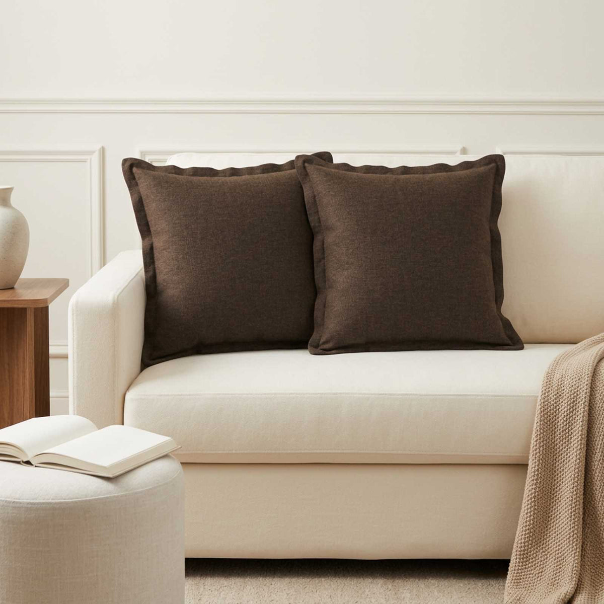 Cushion with Pillow HOUTEN 12 pcs Taupe Faux Linen