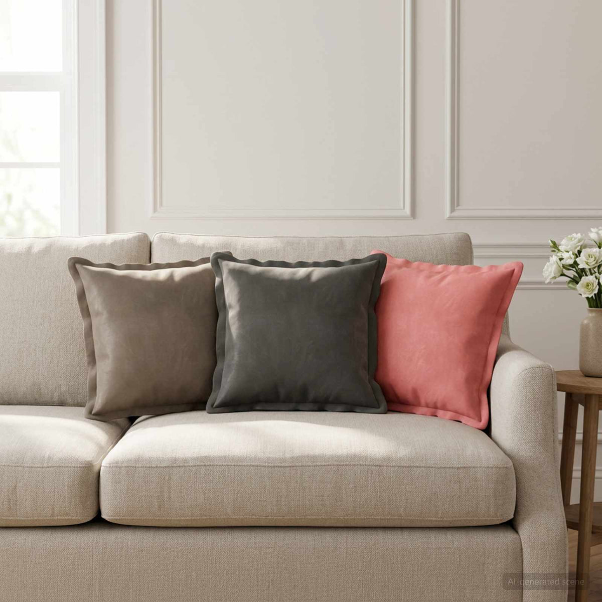 vidaXL Throw Pillow 12 pcs HOUTEN Light Grey 40 x 40 cm Velvet 1