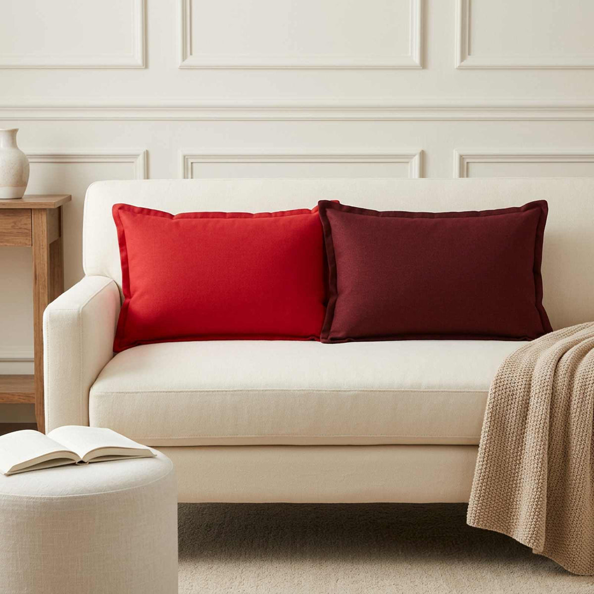 Cushion Pillow HOUTEN Red Faux Linen