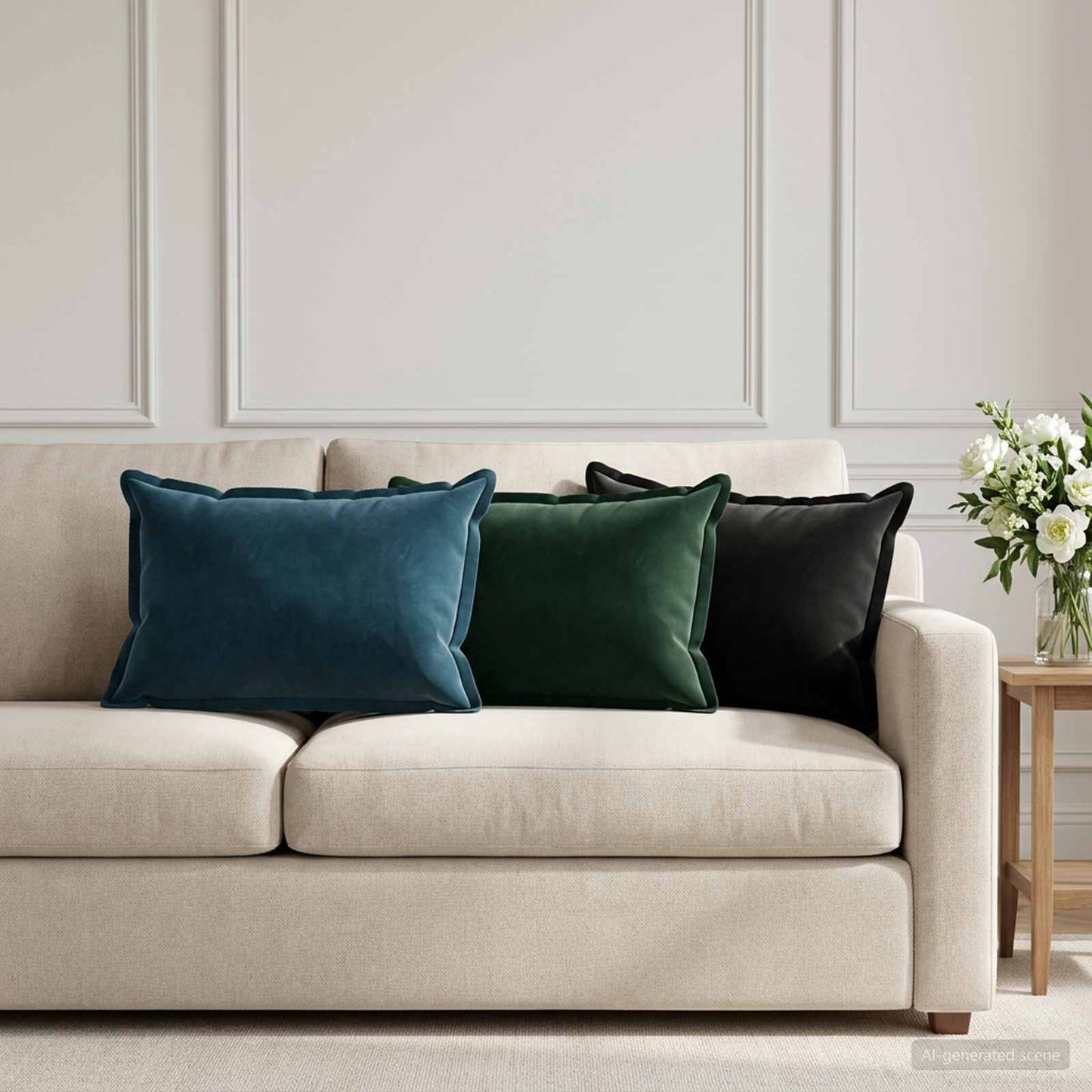 vidaXL Cushion with Pillow HOUTEN 6 pcs Dark Green Velvet 1