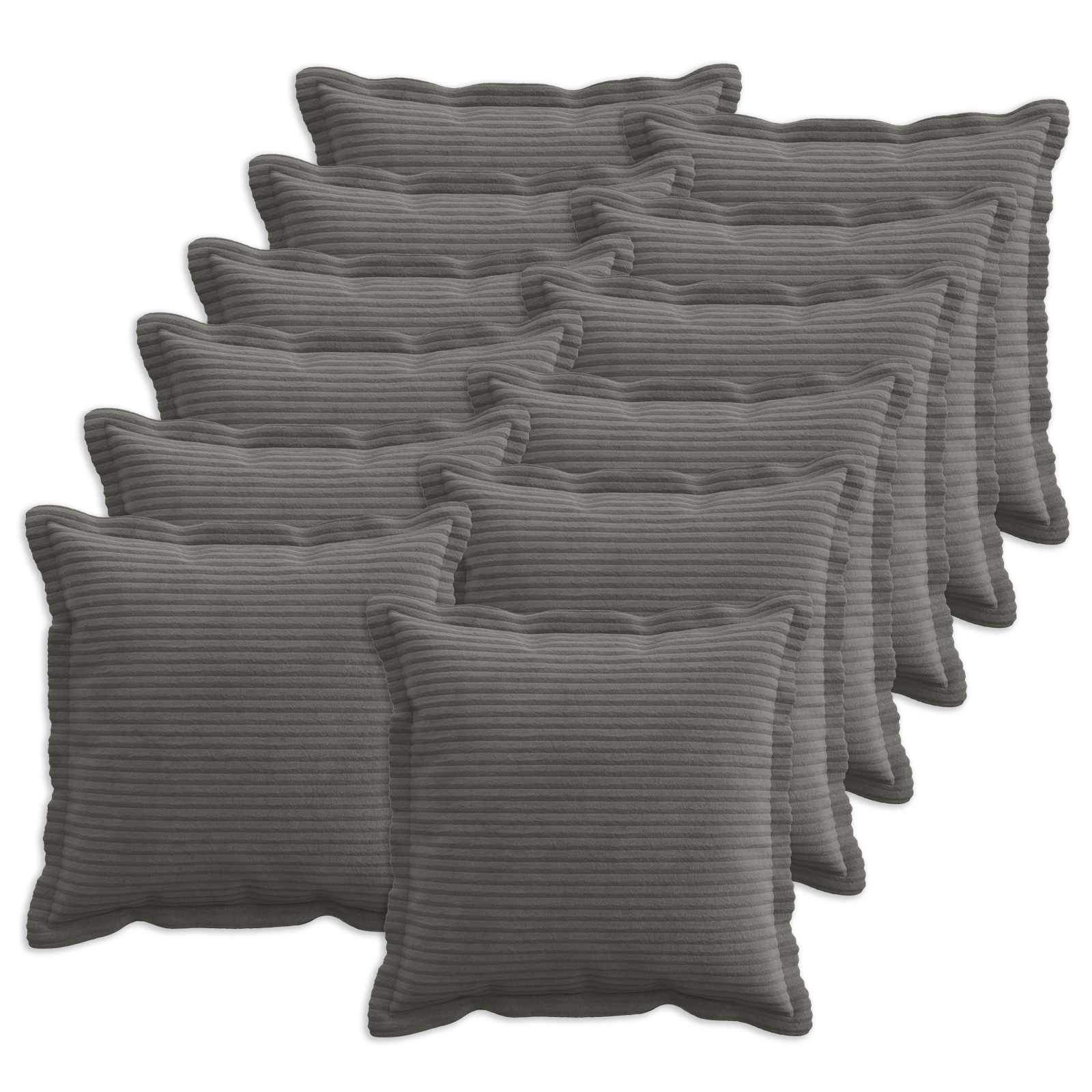 vidaXL Cushion Cover 12 pcs HOUTEN Dark Grey 40 x 40 cm Corduroy 1
