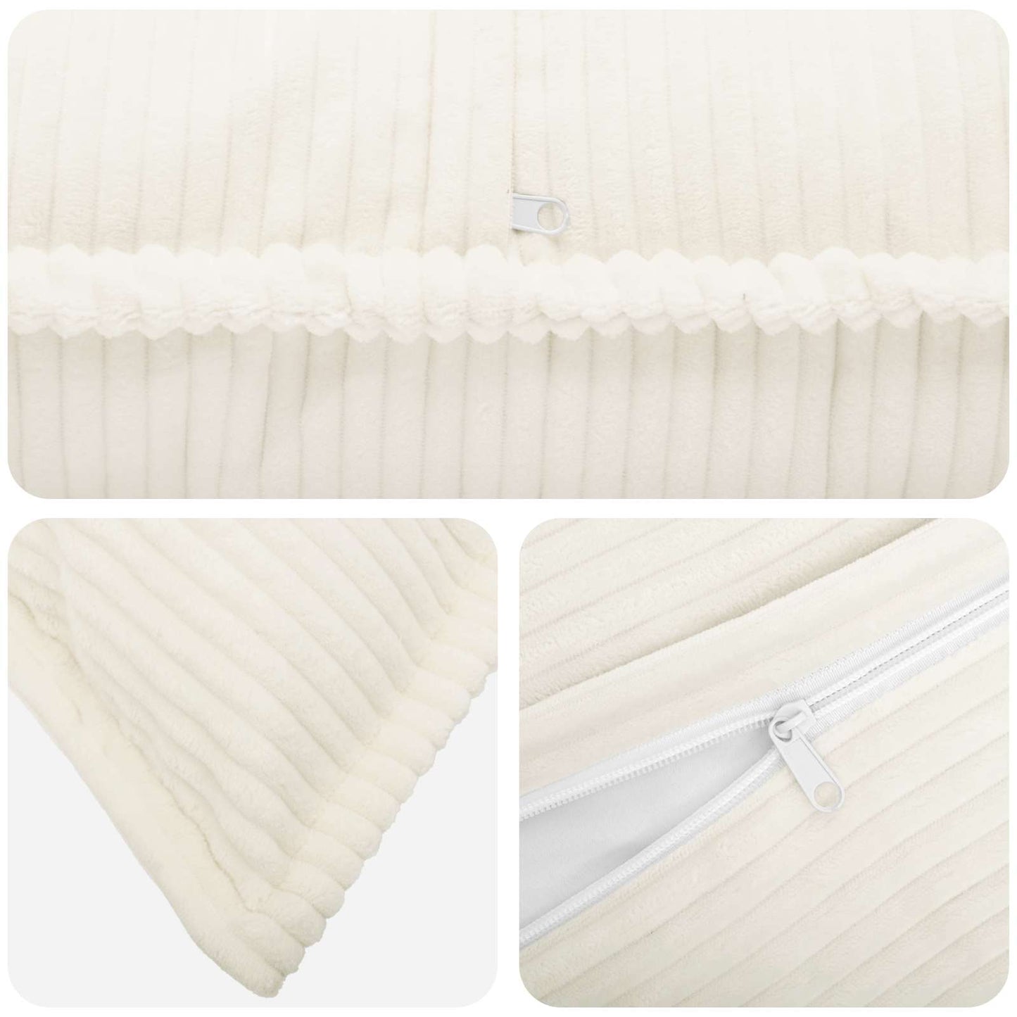vidaXL Cushion Cover 12 pcs HOUTEN Cream 40 x 40 cm Corduroy 4