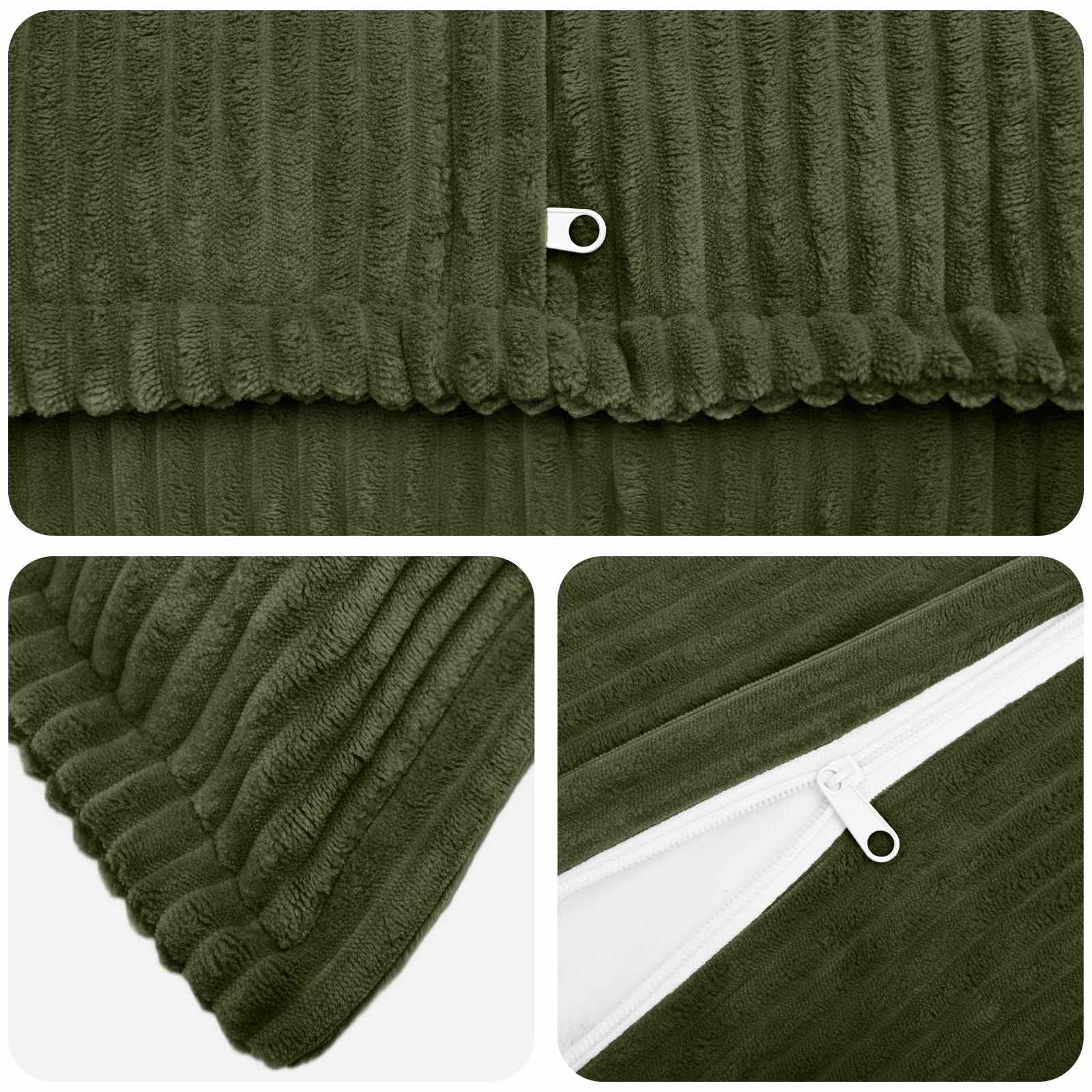vidaXL Cushion Cover 12 pcs HOUTEN Green 40 x 40 cm Corduroy 4