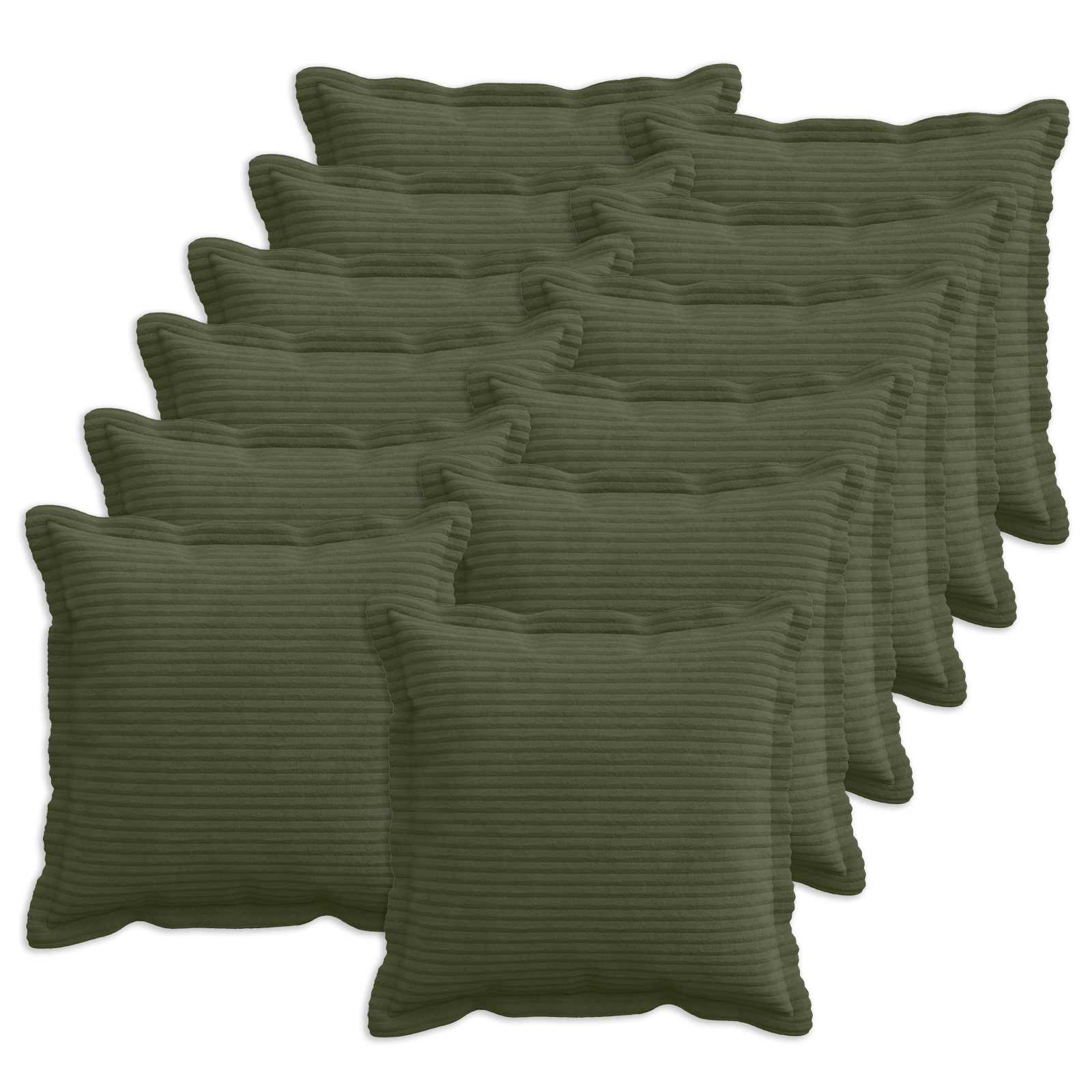 vidaXL Cushion Cover 12 pcs HOUTEN Green 40 x 40 cm Corduroy 1