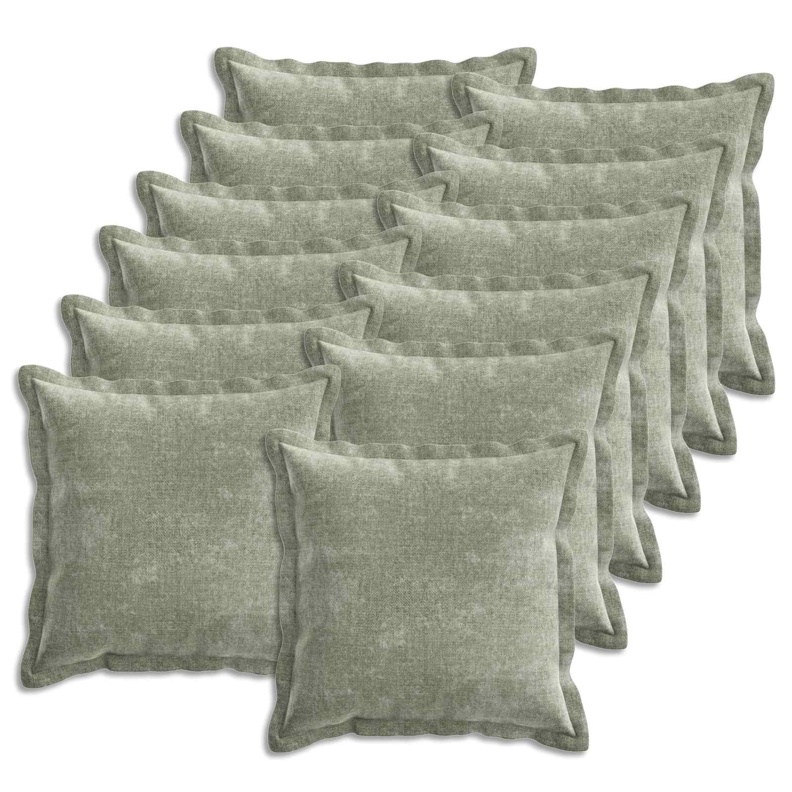 vidaXL Cushion Cover 12 pcs HOUTEN Green 40 x 40 cm Chenille Fabric 2
