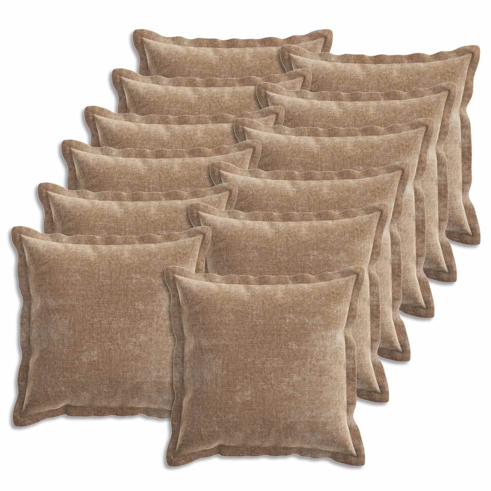 vidaXL Cushion Cover 12 pcs HOUTEN Brown 40 x 40 cm Chenille Fabric 2