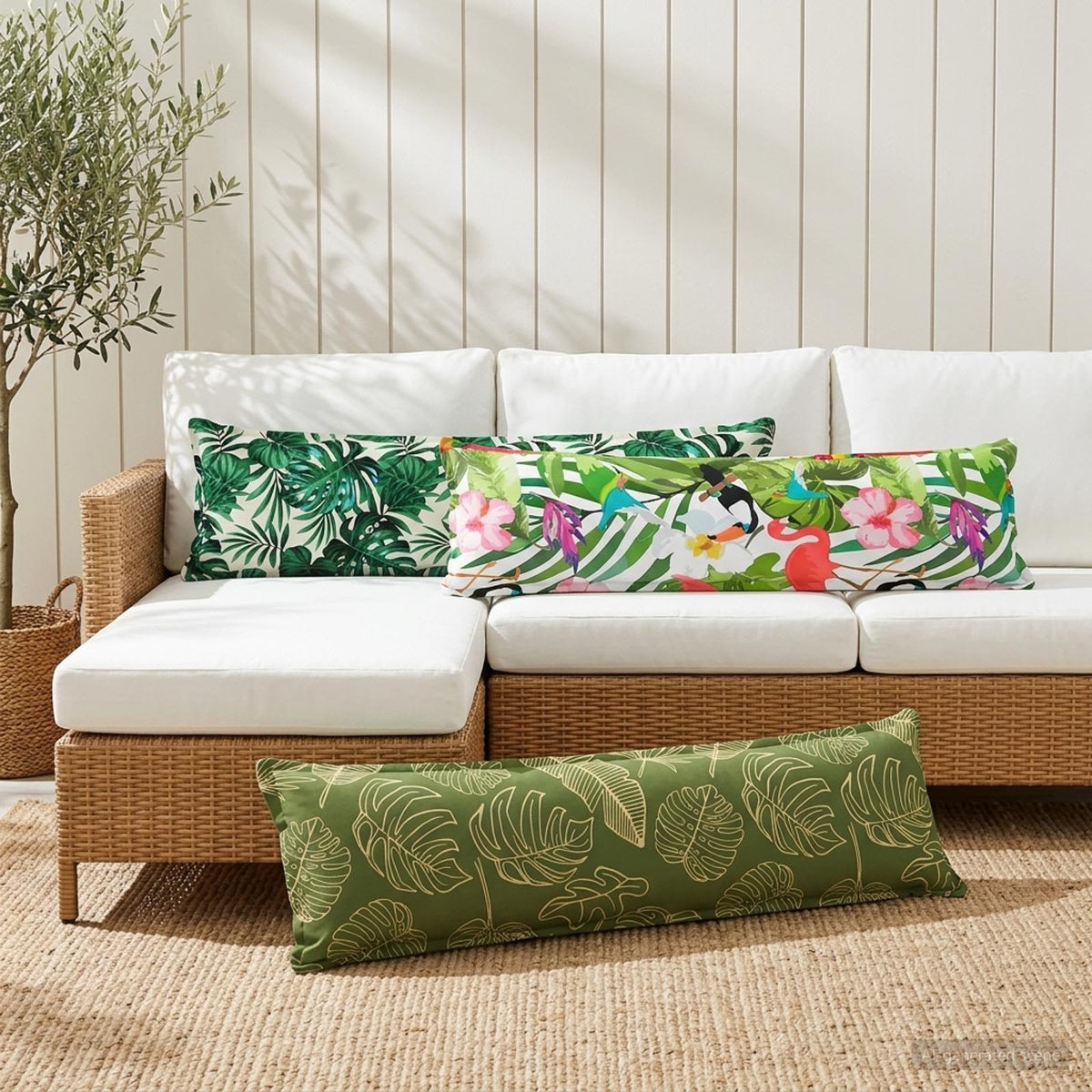 vidaXL Cushion Leaf with Pillow HOUTEN 2 pcs Leaf Pattern Polyester 1