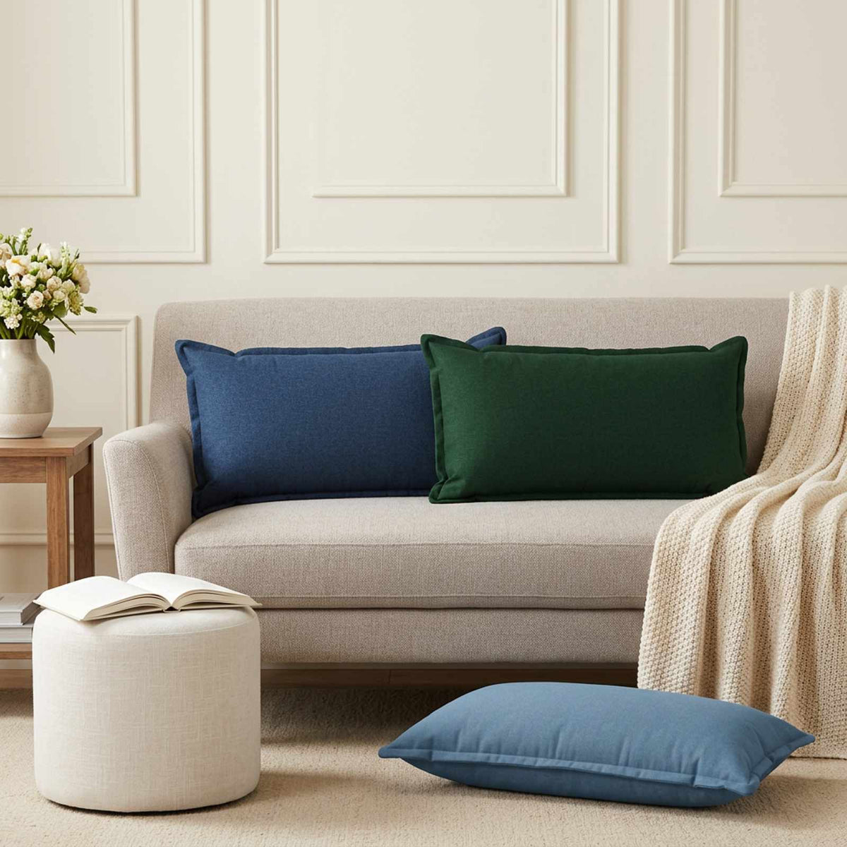 Throw Pillow HOUTEN 40 x 80 cm Faux Linen 6 Width 40 cm Length 80 cm Blue