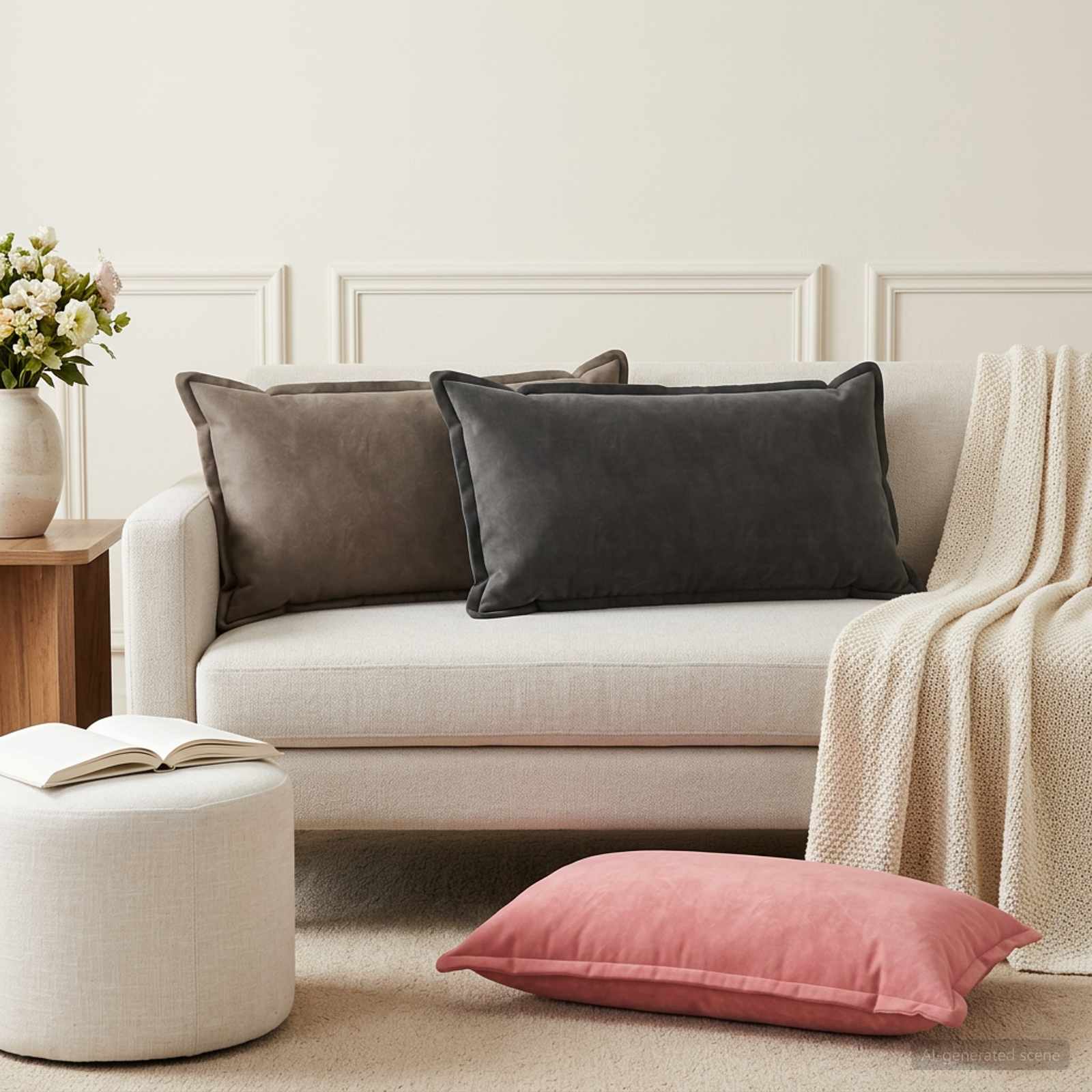 vidaXL Cushion with Pillow HOUTEN 6 pcs Pink Velvet 1
