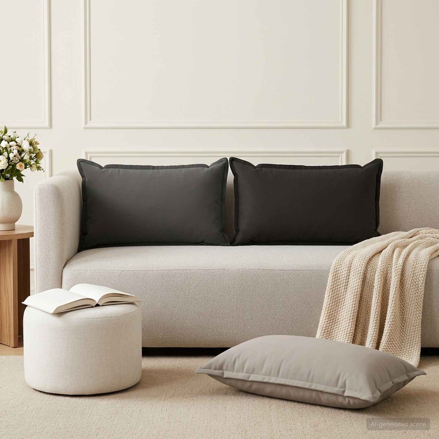 vidaXL Cushion Cover 12 pcs HOUTEN Anthracite 40 x 80 cm Polyester 3
