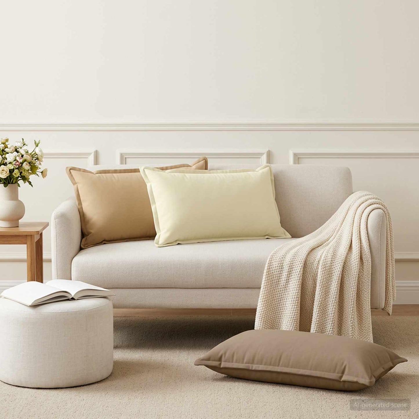 vidaXL Cushion Cover 12 pcs HOUTEN Beige 40 x 80 cm Polyester 1