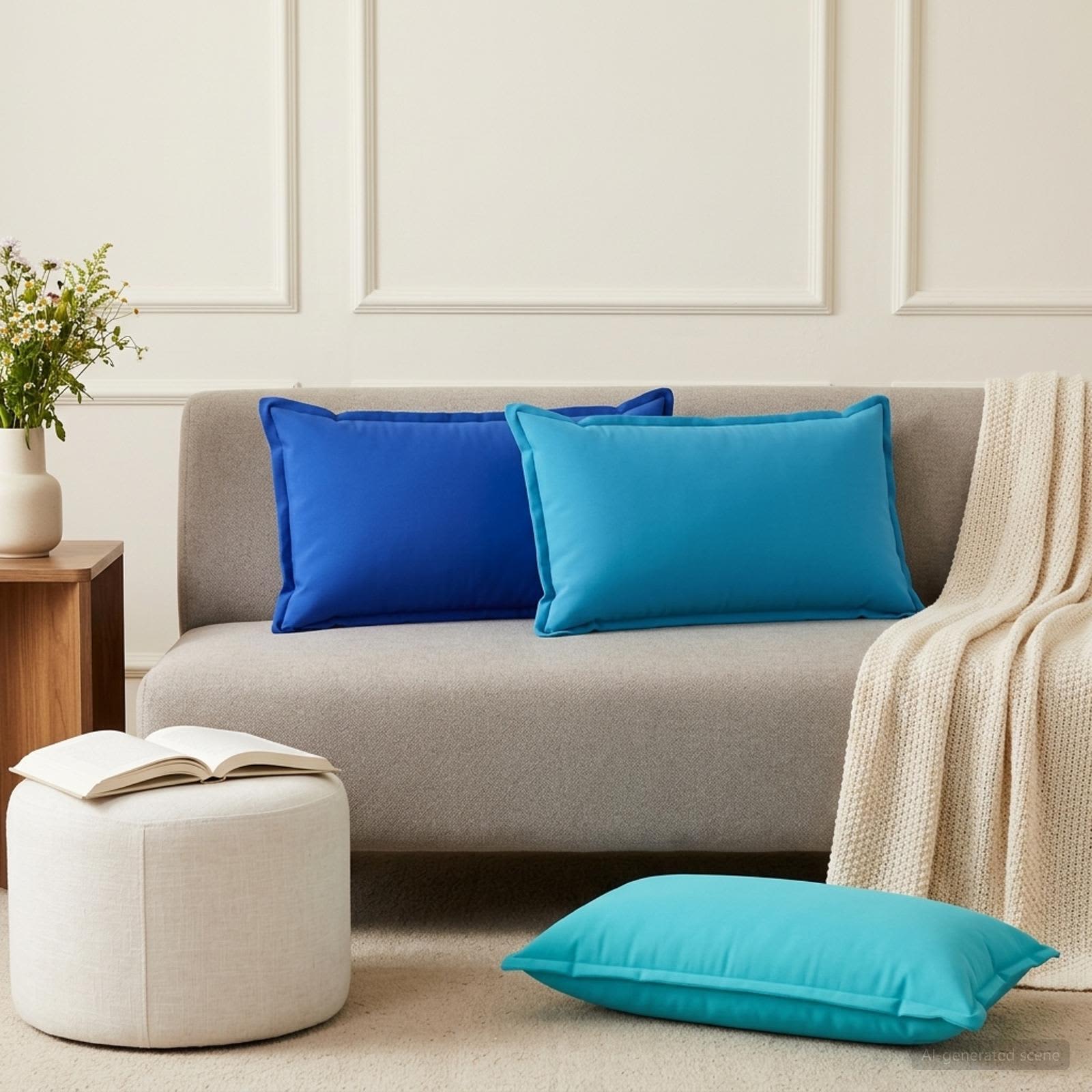 vidaXL Cushion Cover 12 pcs HOUTEN Royal Blue 40 x 80 cm Polyester 3