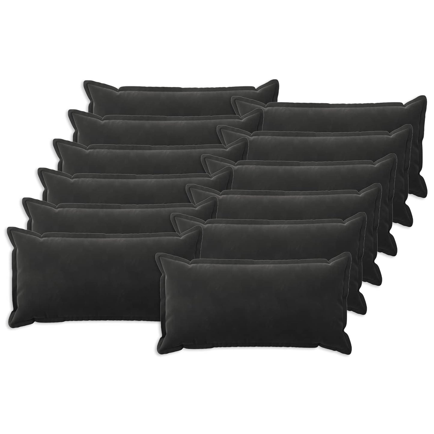 vidaXL Cushion Cover 12 pcs HOUTEN Black 40 x 80 cm Velvet 2