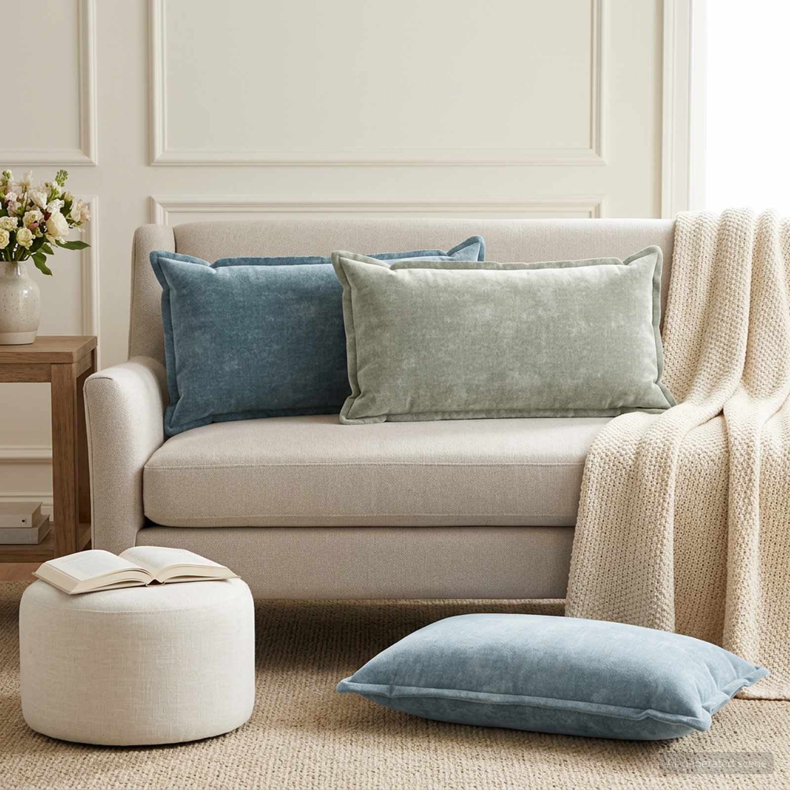 vidaXL Cushion Cover 6 pcs HOUTEN Blue 40 x 80 cm Chenille Fabric 1
