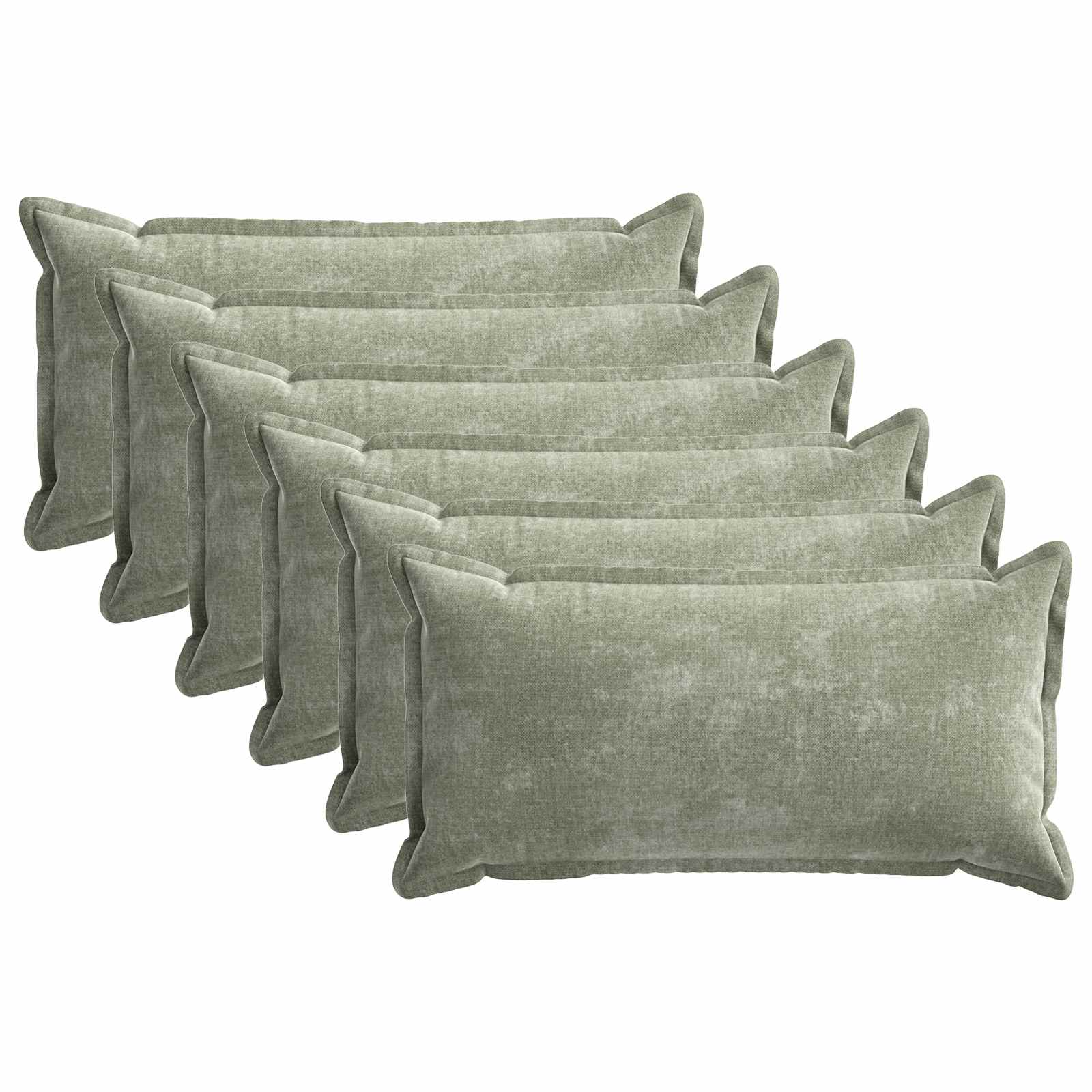 vidaXL Cushion Cover 6 pcs HOUTEN Green 40 x 80 cm Chenille Fabric 2