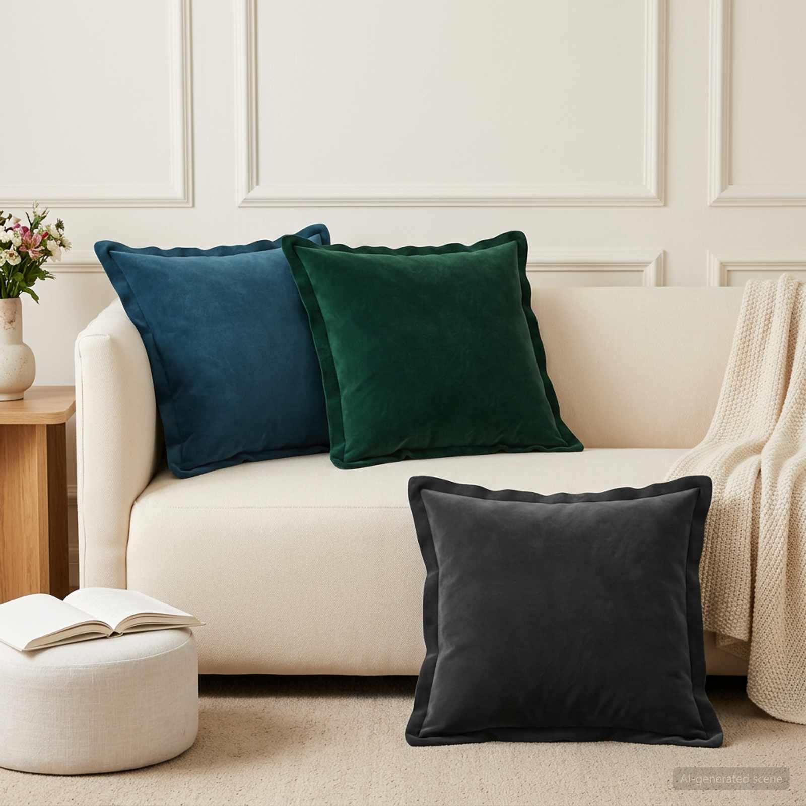 vidaXL Cushion with Pillow HOUTEN 6 pcs Blue Velvet 1