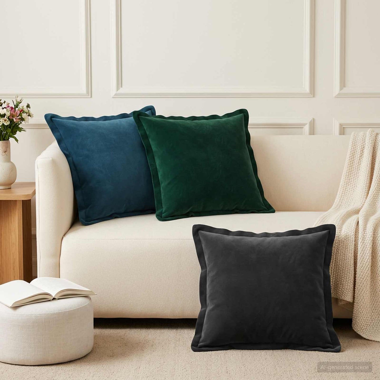 vidaXL Cushion with Pillow HOUTEN 6 pcs Blue Velvet 1