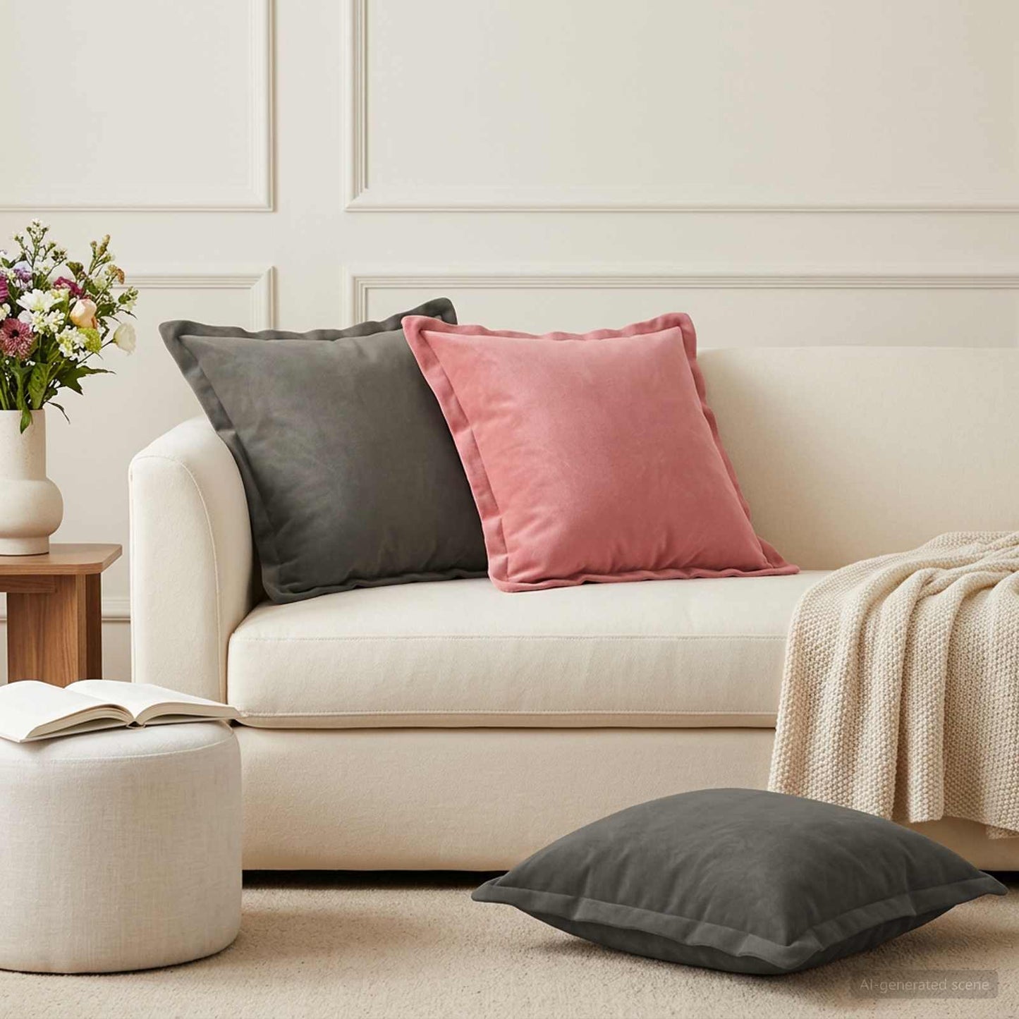 vidaXL Cushion with Pillow HOUTEN 6 pcs Light Grey Velvet 1