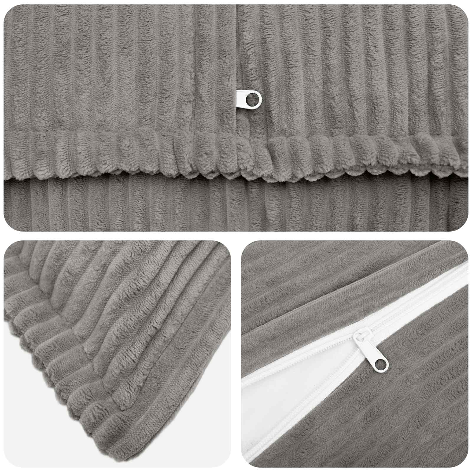 vidaXL Cushion Cover 12 pcs HOUTEN Light Grey 45 x 45 cm Corduroy 4