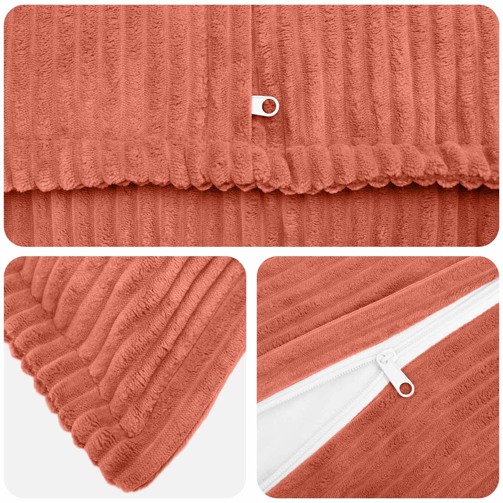 vidaXL Cushion Cover 12 pcs HOUTEN Red Orange 45 x 45 cm Corduroy 4