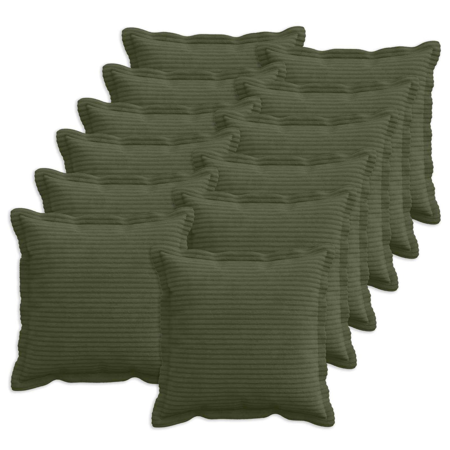 vidaXL Cushion Cover 12 pcs HOUTEN Green 45 x 45 cm Corduroy 1