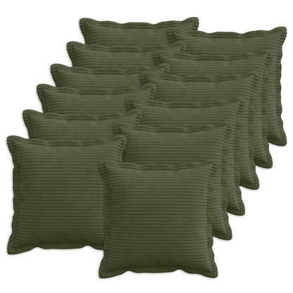 vidaXL Cushion Cover 12 pcs HOUTEN Green 45 x 45 cm Corduroy 1