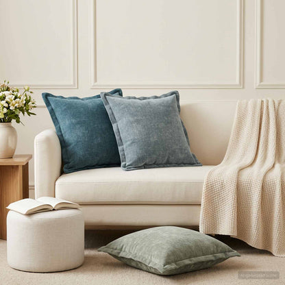 vidaXL Cushion Cover 12 pcs HOUTEN Blue 45 x 45 cm Chenille Fabric 1