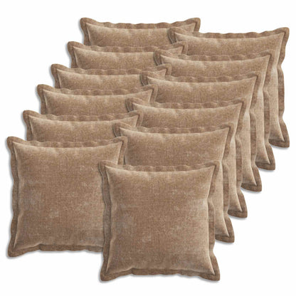 vidaXL Cushion Cover 12 pcs HOUTEN Brown 45 x 45 cm Chenille Fabric 2