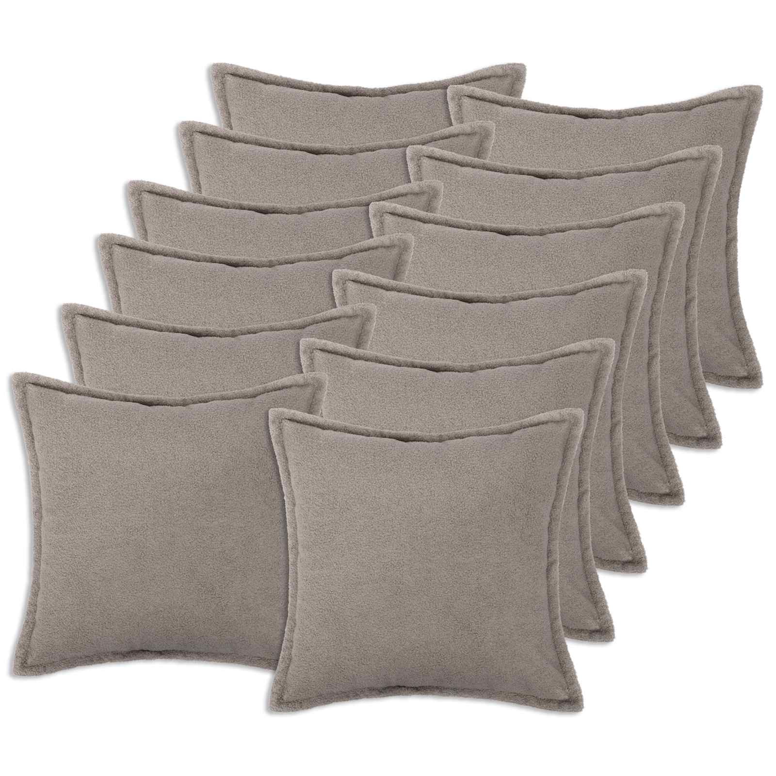 vidaXL Cushion Cover 12 pcs HOUTEN Light Grey 50 x 50 cm Bouclé 1