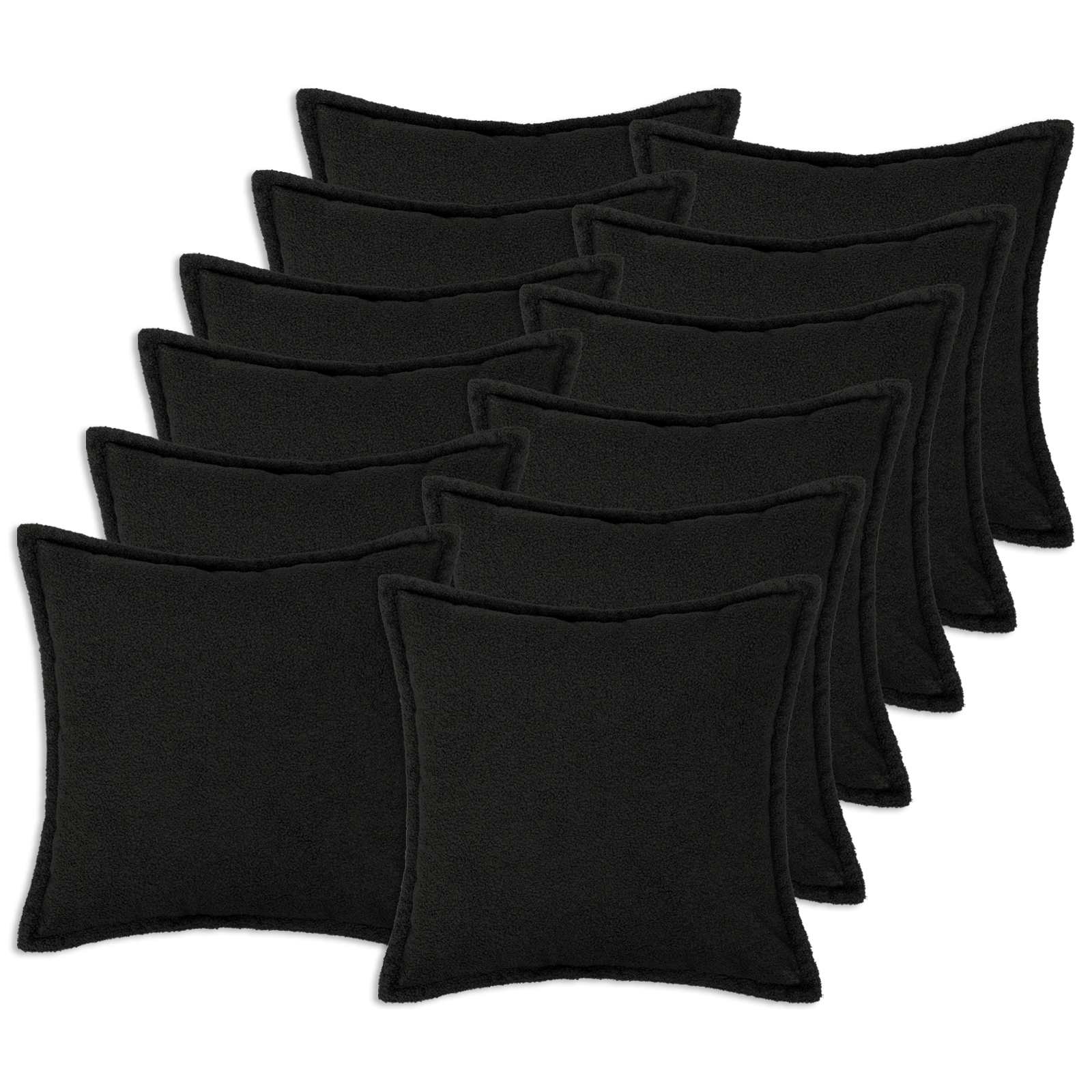 vidaXL Cushion Cover 12 pcs HOUTEN Black 50 x 50 cm Bouclé 1