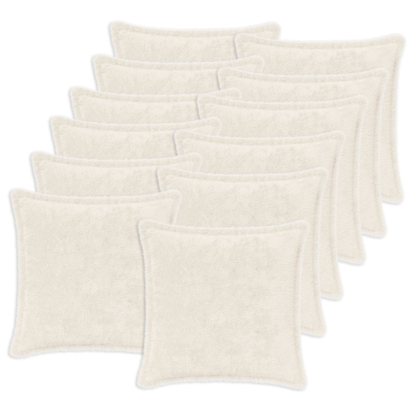 vidaXL Cushion Cover 12 pcs HOUTEN White 50 x 50 cm Faux Rabbit Fur 2