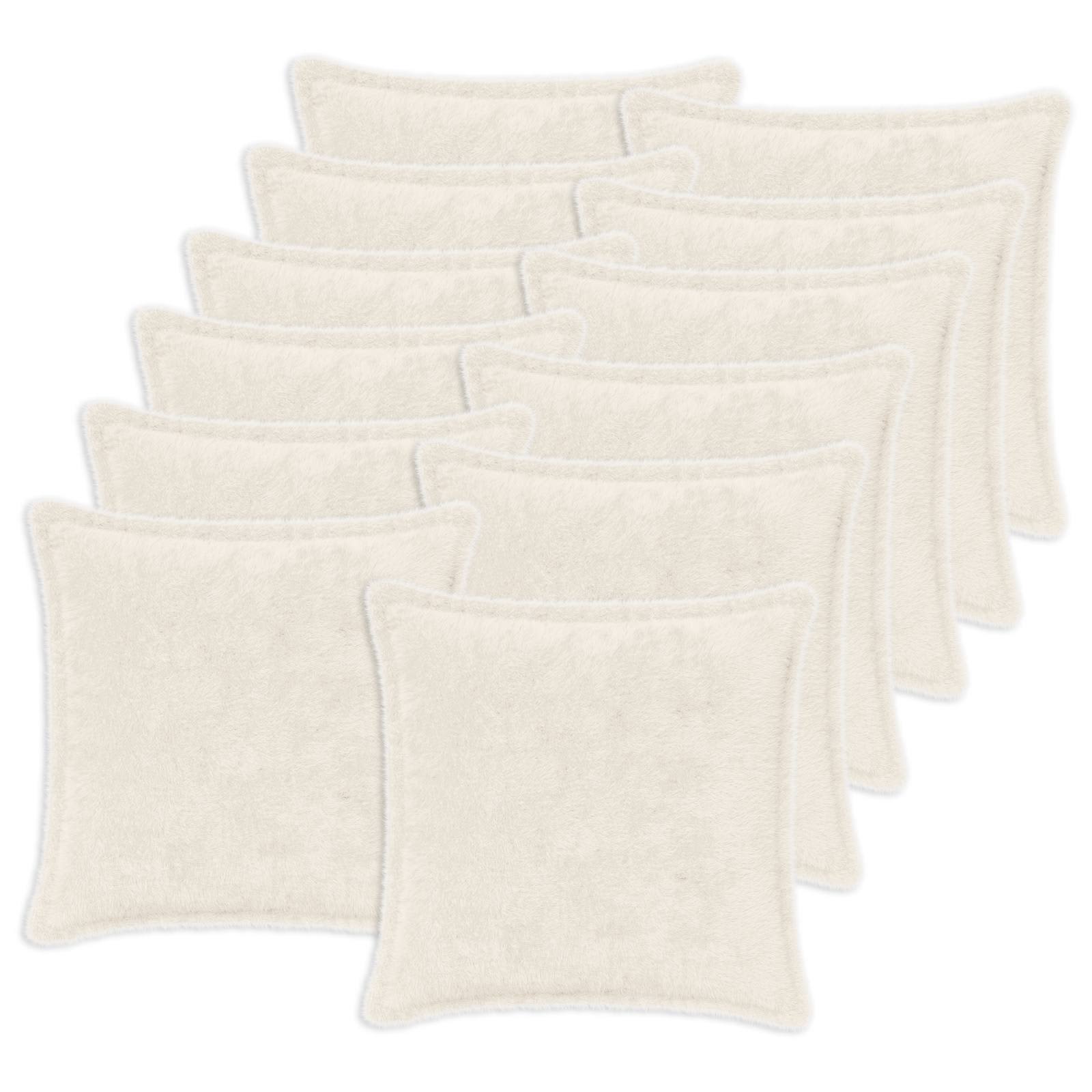 vidaXL Cushion Cover 12 pcs HOUTEN White 50 x 50 cm Faux Rabbit Fur 2