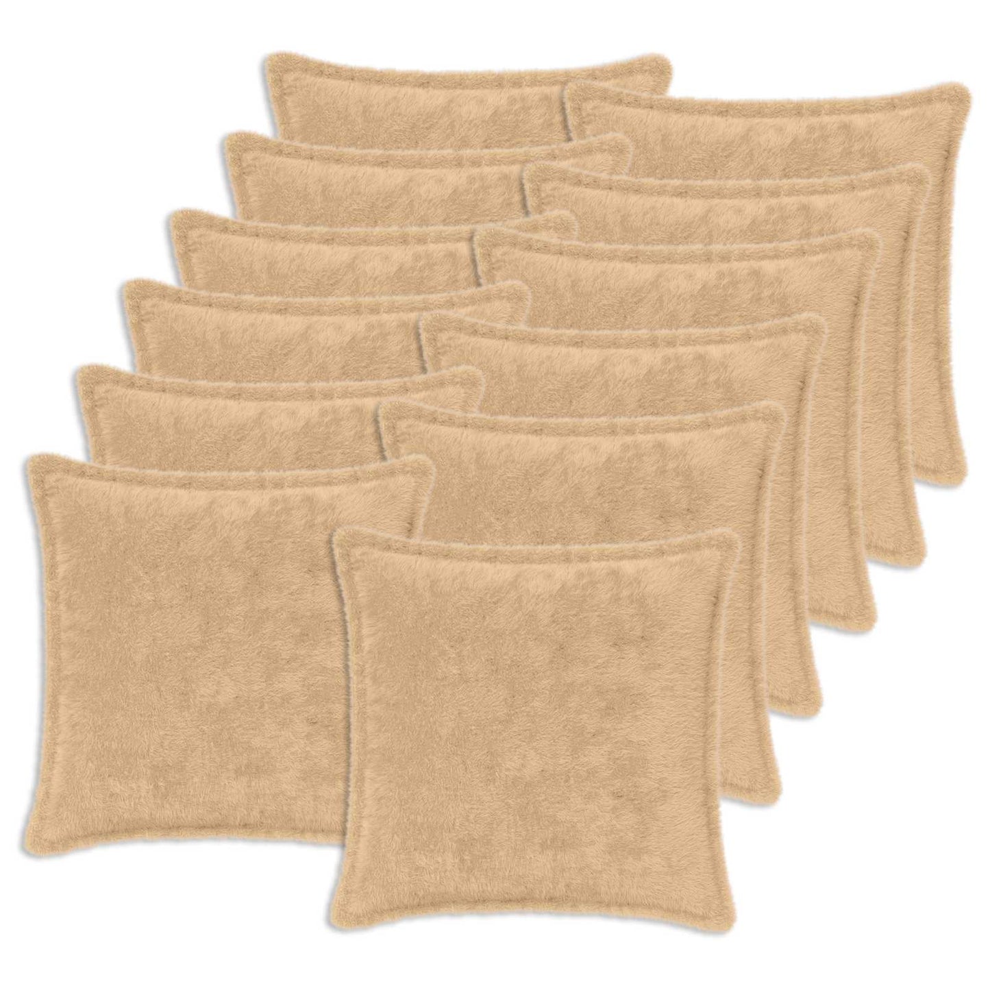 vidaXL Cushion Cover 12 pcs HOUTEN Cream 50 x 50 cm Faux Rabbit Fur 2