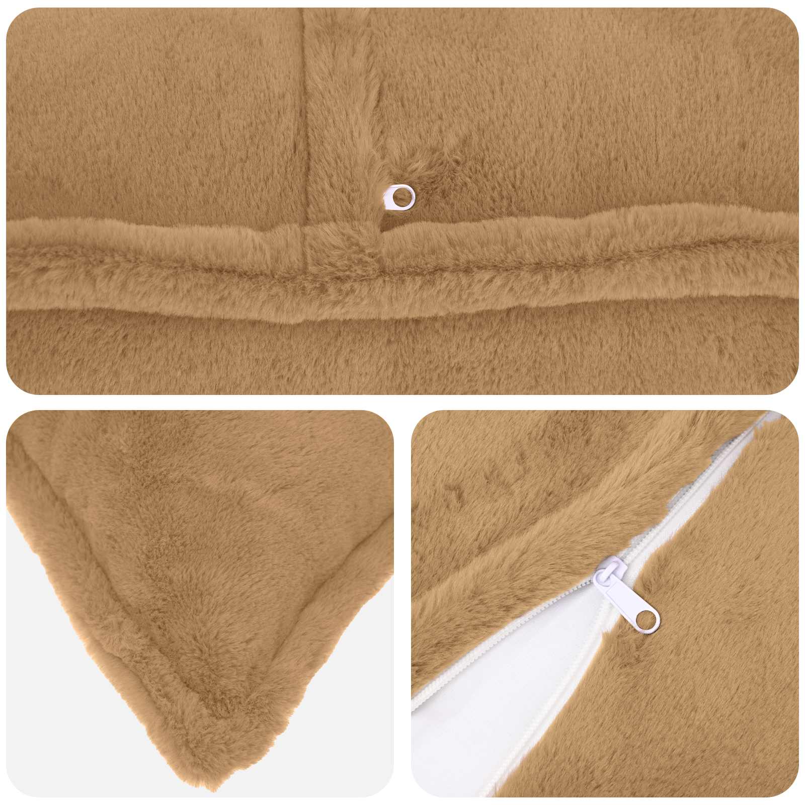 vidaXL Cushion Cover 12 pcs HOUTEN Taupe 50 x 50 cm Faux Rabbit Fur 5