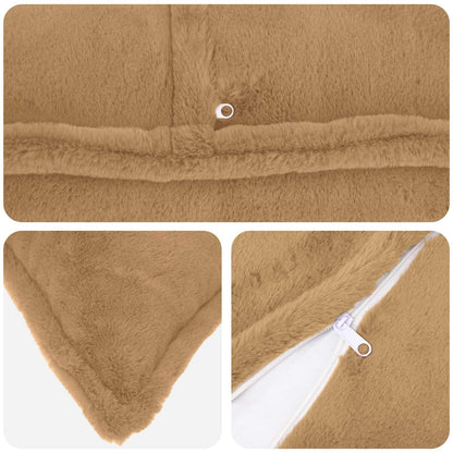 vidaXL Cushion Cover 12 pcs HOUTEN Taupe 50 x 50 cm Faux Rabbit Fur 5