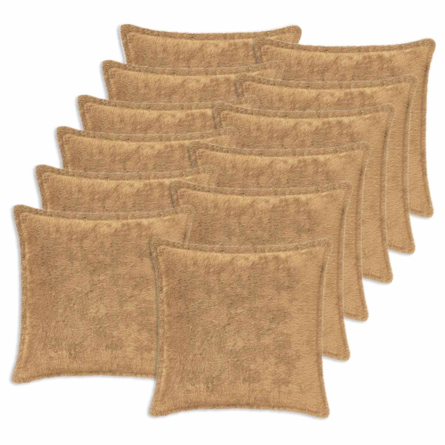 vidaXL Cushion Cover 12 pcs HOUTEN Taupe 50 x 50 cm Faux Rabbit Fur 2
