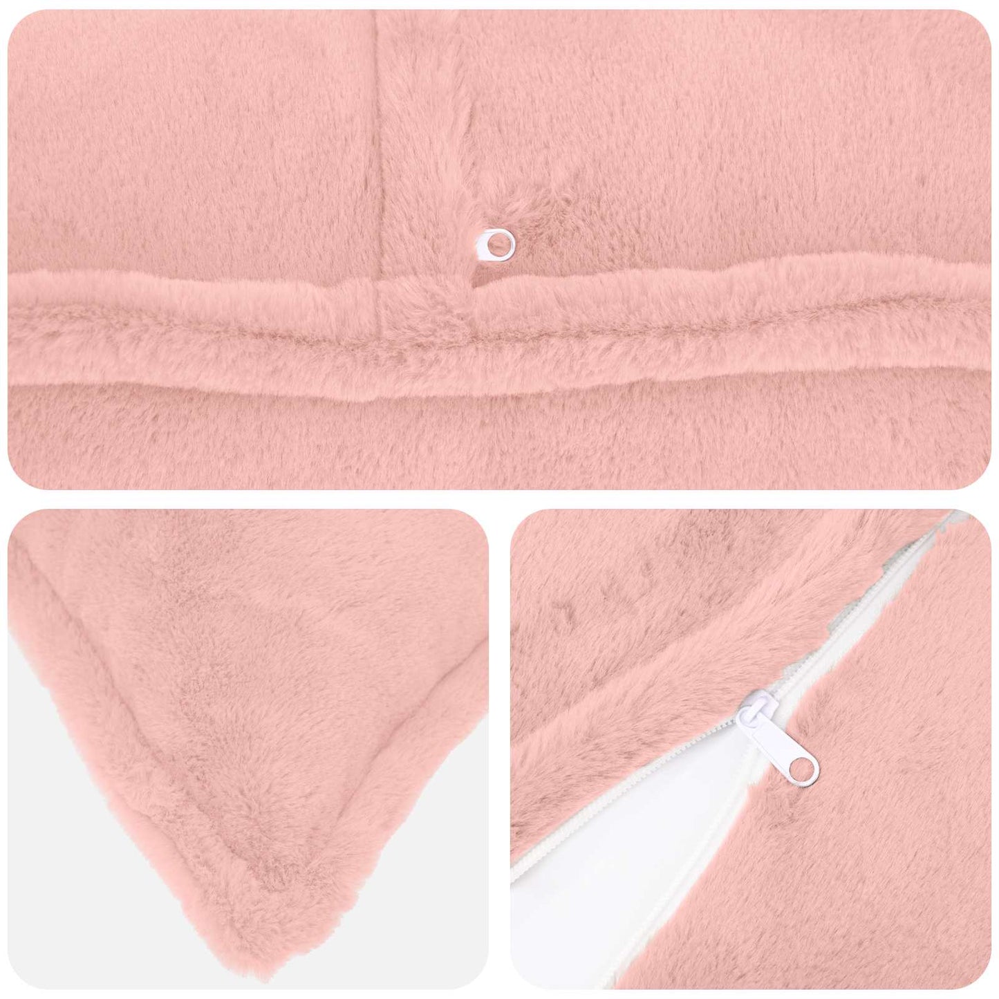 vidaXL Cushion Cover 12 pcs HOUTEN Pink 50 x 50 cm Faux Rabbit Fur 5