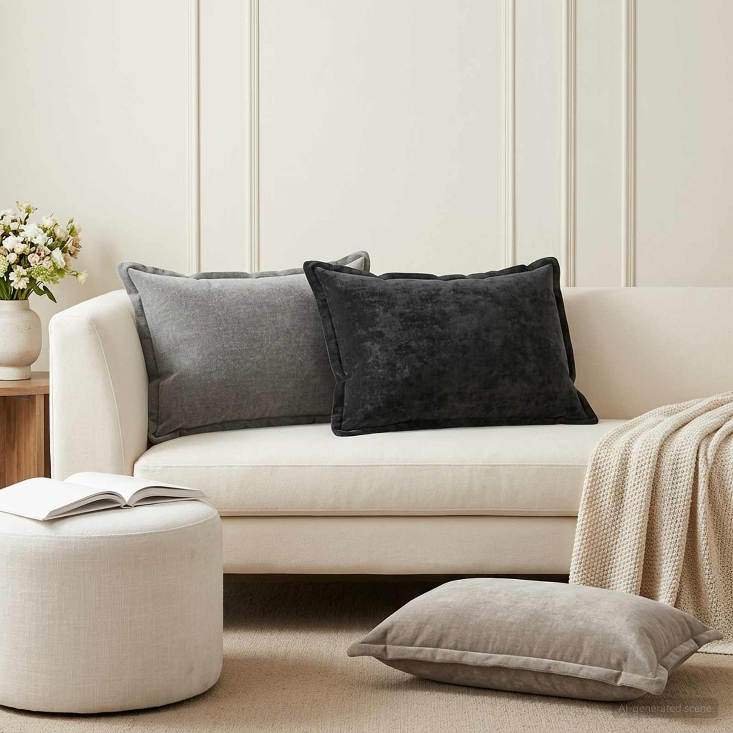 vidaXL Cushion Cover 6 pcs HOUTEN Dark Grey 50 x 70 cm Chenille Fabric 1