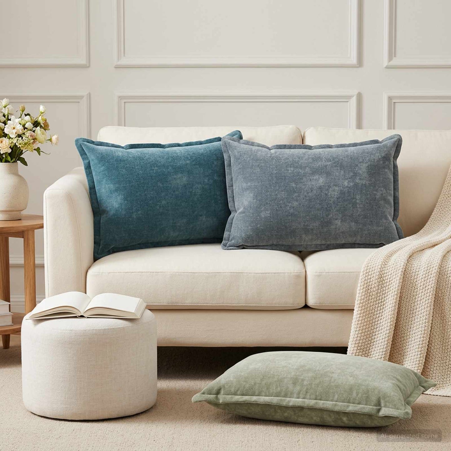 vidaXL Cushion Cover 6 pcs HOUTEN Green 50 x 80 cm Chenille Fabric 1
