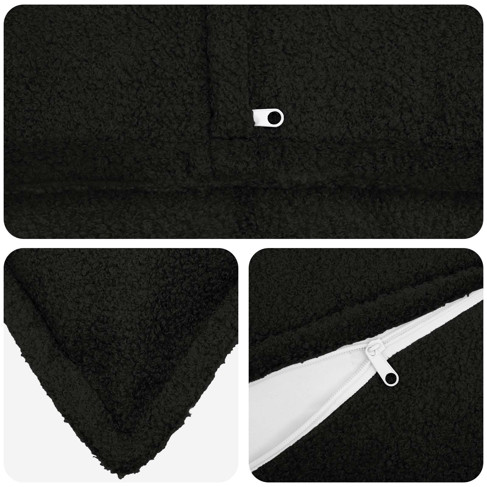 vidaXL Cushion Cover 6 pcs HOUTEN Black 50 x 75 cm Bouclé 4