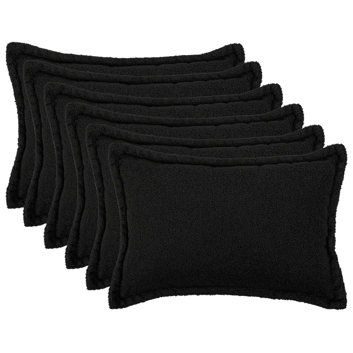 vidaXL Cushion Cover 6 pcs HOUTEN Black 50 x 75 cm Bouclé 1