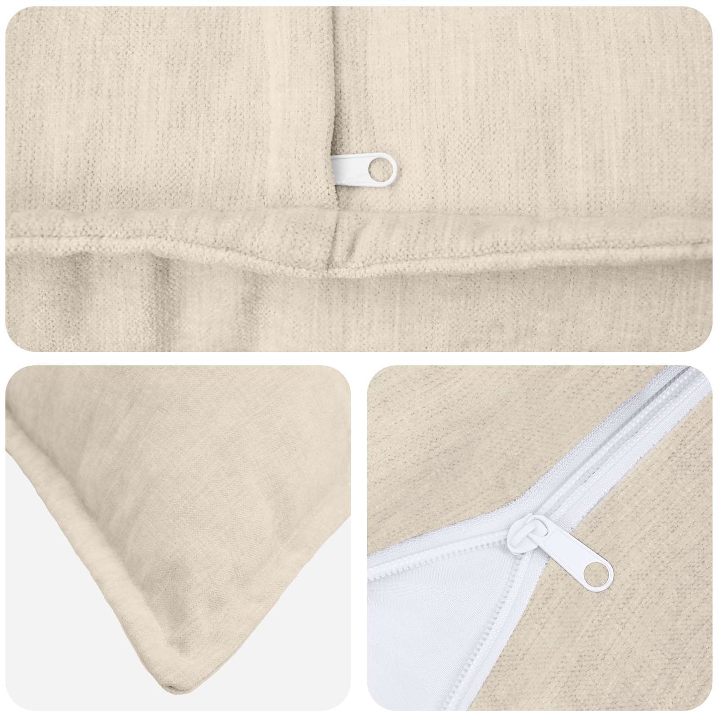 vidaXL Cushion Cover 6 pcs HOUTEN Cream 50 x 75 cm Chenille Fabric 5