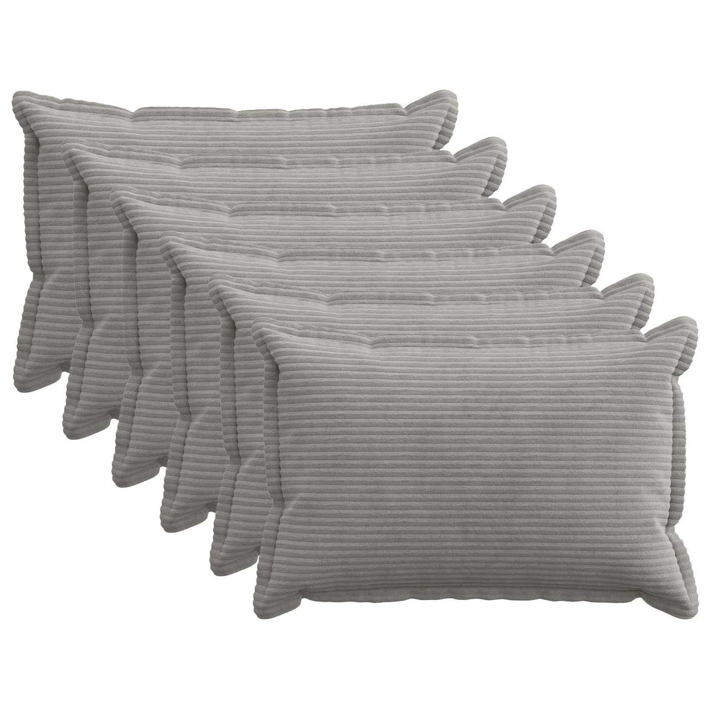 vidaXL Cushion Cover 6 pcs HOUTEN Light Grey 50 x 80 cm Corduroy 1