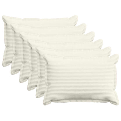 vidaXL Cushion Cover 6 pcs HOUTEN Cream 50 x 80 cm Corduroy 1